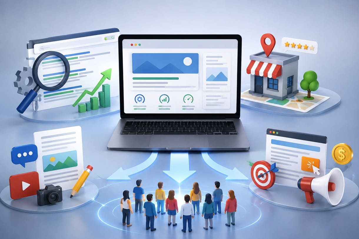 Website traffic and ranking analytics on a laptop screen