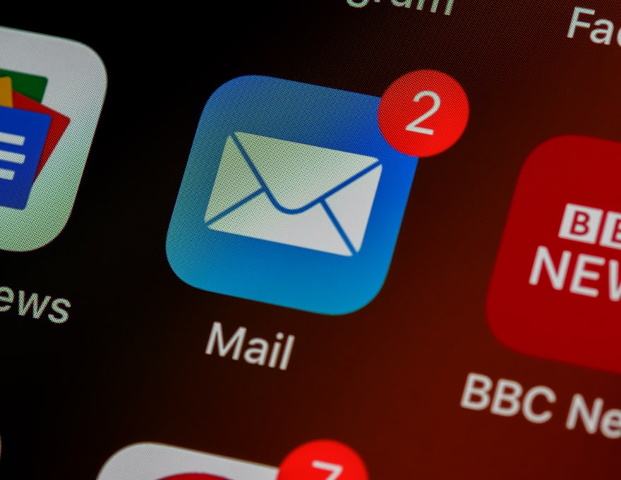 A mail app icon on a phone home screen showing unread messages waiting
